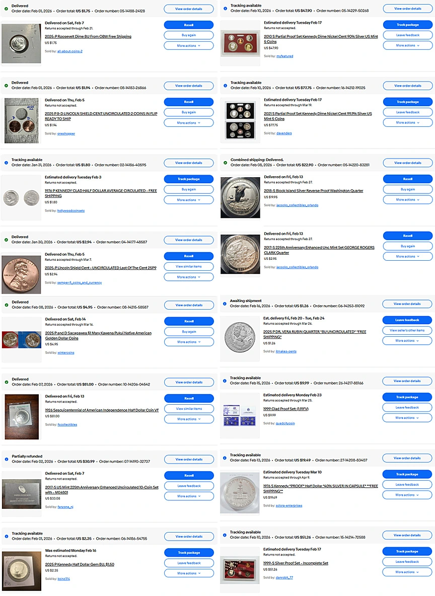 Interesting-Mint-Sets-Penny-/-Nickel-/-Dime-/-Quarter-/-Half-Dollar-&-Dollar-Sets